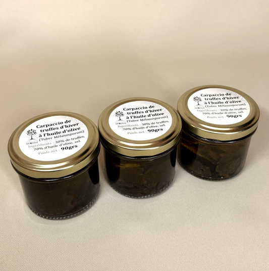 Lot de 3 carpaccio de truffes d'hiver à l'huile d'olive 90grs